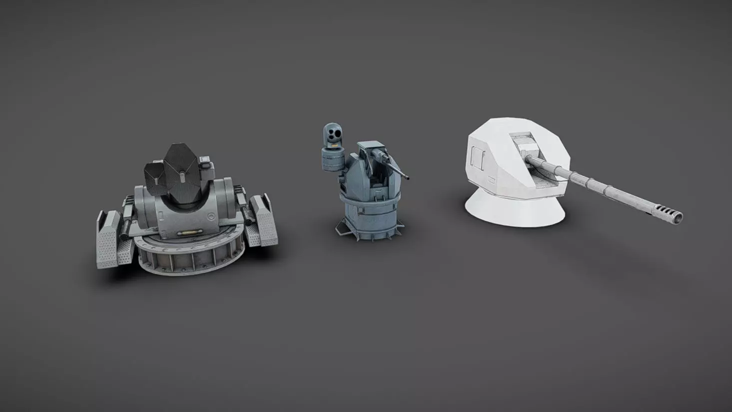 Deck Guns 03 Low-poly 3D model_0