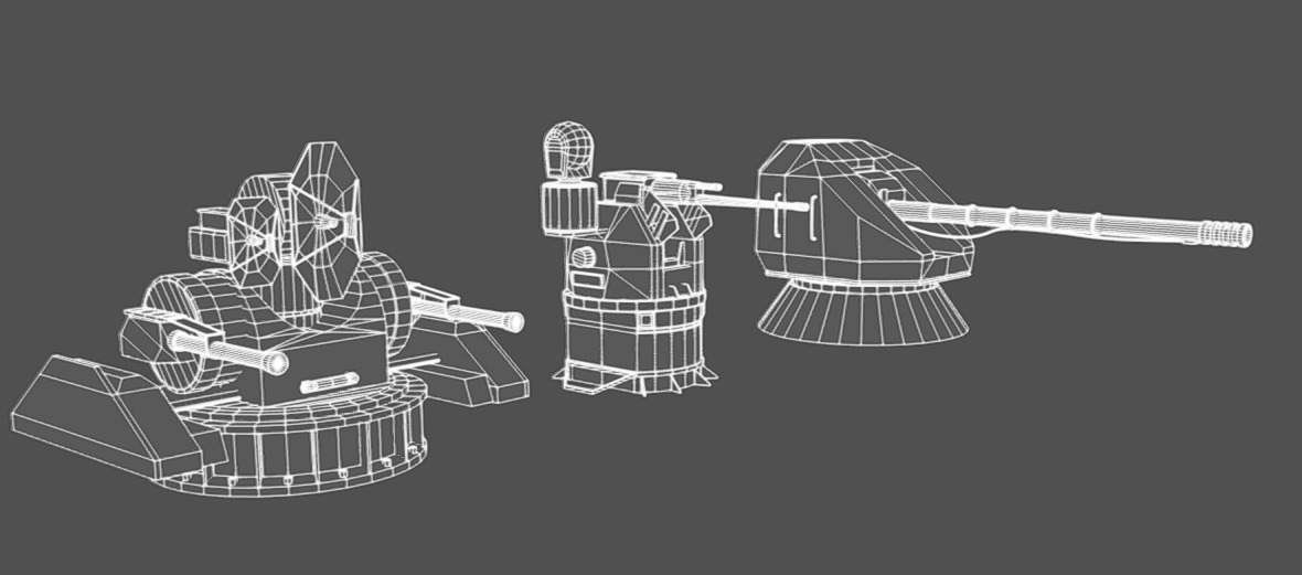 Deck Guns 03 Low-poly 3D model_9