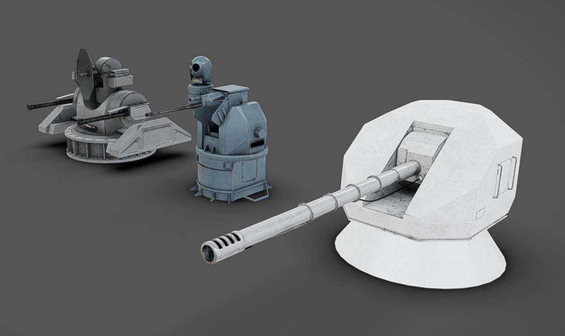 Deck Guns 03 Low-poly 3D model_1