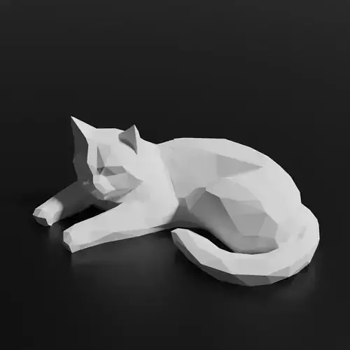 Low Poly lying cat for 3D-Printing