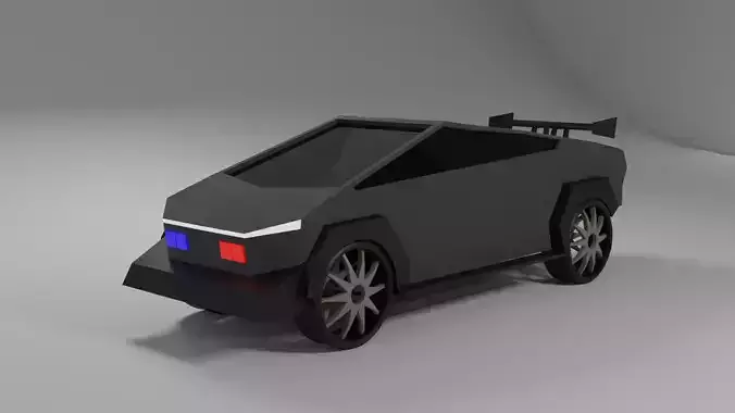 Stylized Tesla Cybertruck Police Edition  Low Poly 3D Model