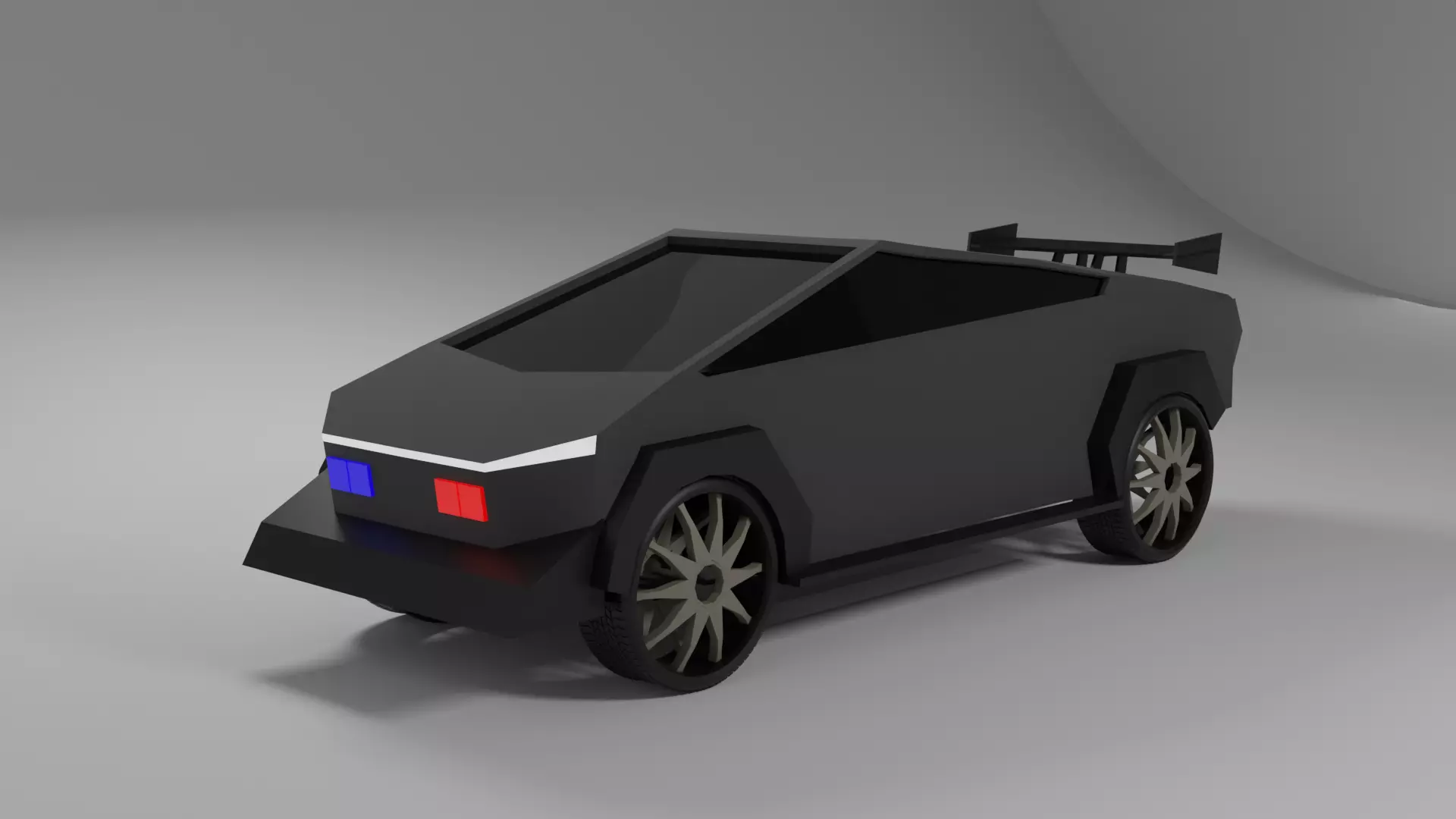 Stylized Tesla Cybertruck Police Edition Low Poly 3D Model Low-poly 3D model_0