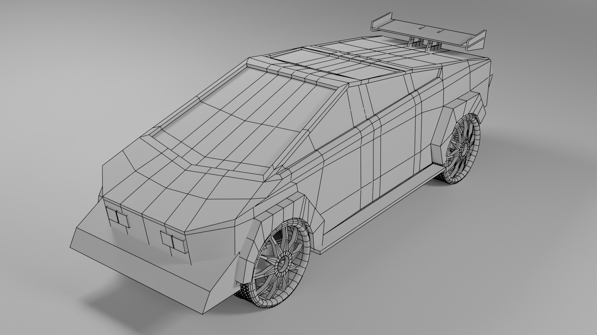 Stylized Tesla Cybertruck Police Edition Low Poly 3D Model Low-poly 3D model_5