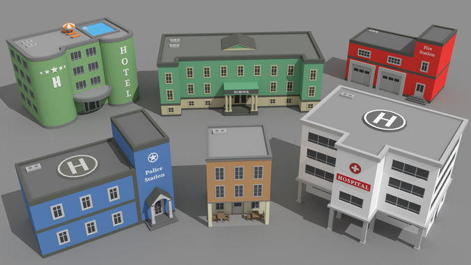 SimplePoly Buildings - Low Poly Assets Low-poly 3D model