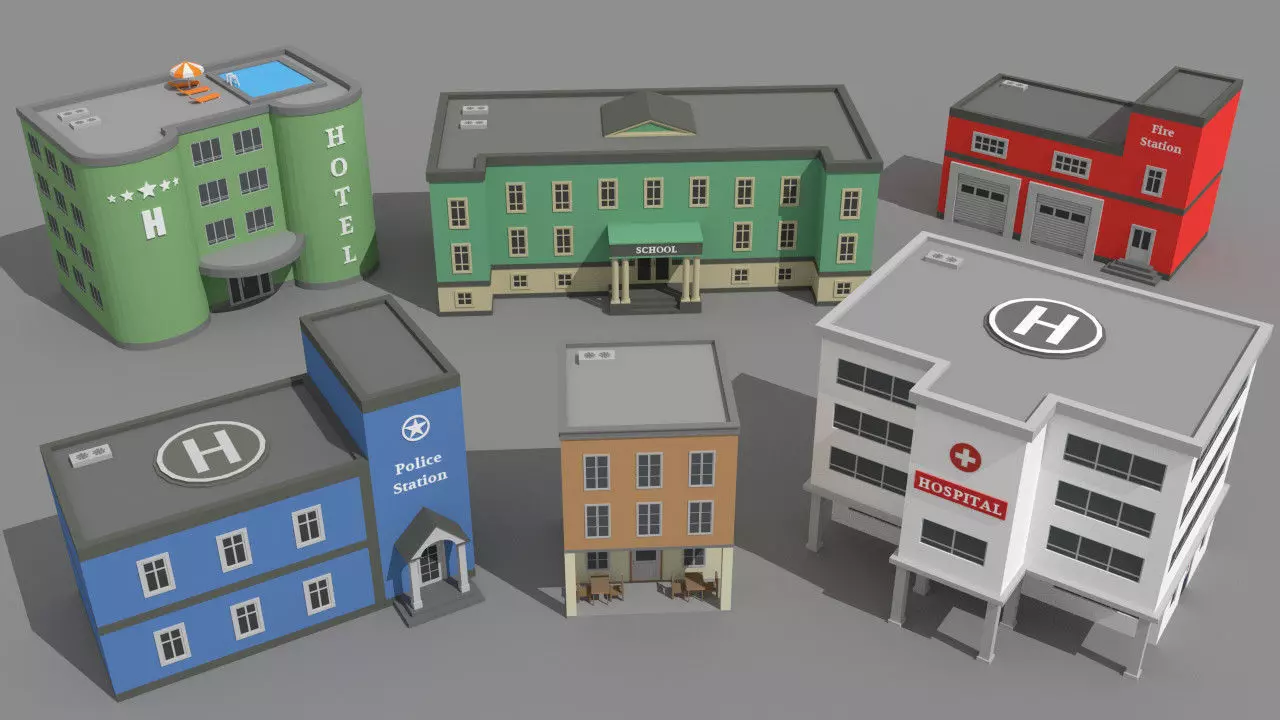 SimplePoly Buildings - Low Poly Assets Low-poly 3D model_0