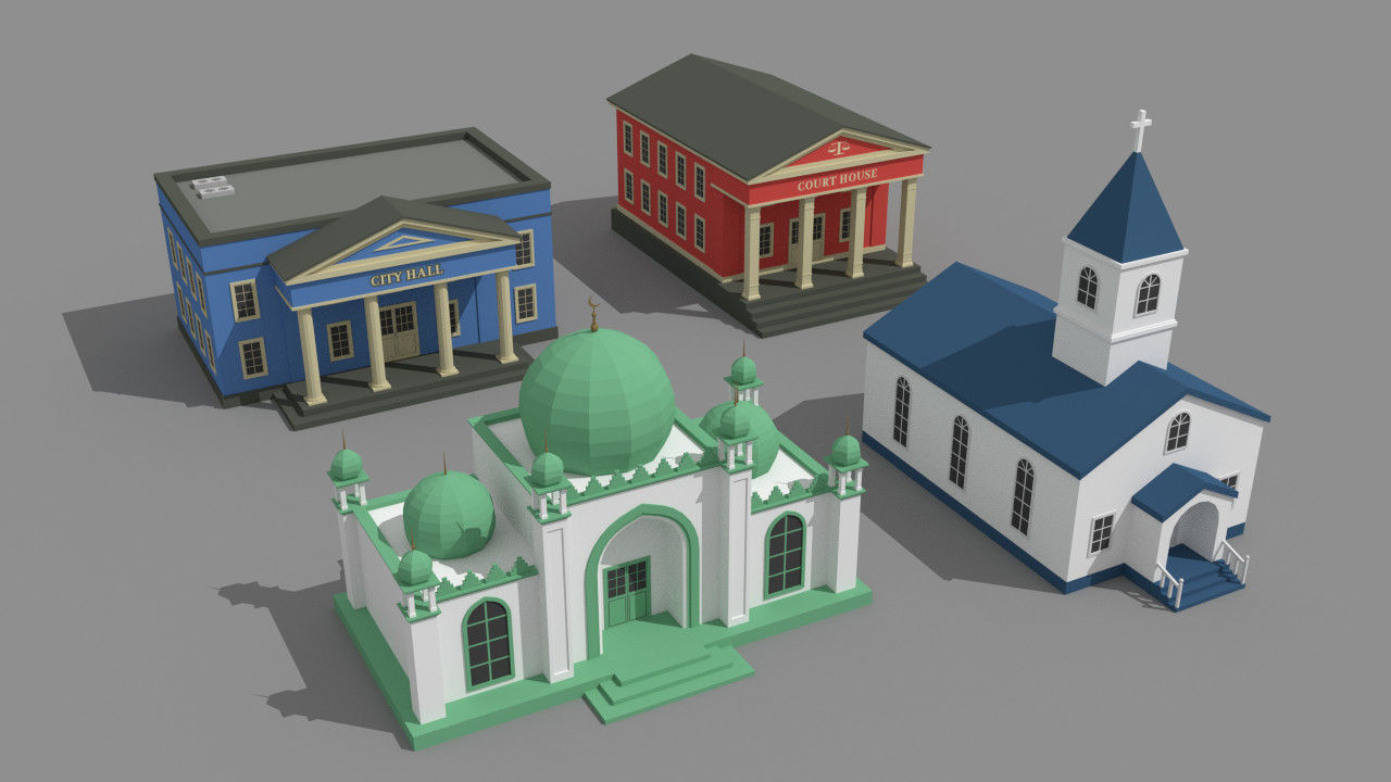 SimplePoly Buildings - Low Poly Assets Low-poly 3D model_1