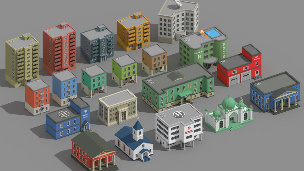 SimplePoly Buildings - Low Poly Assets Low-poly 3D model_4