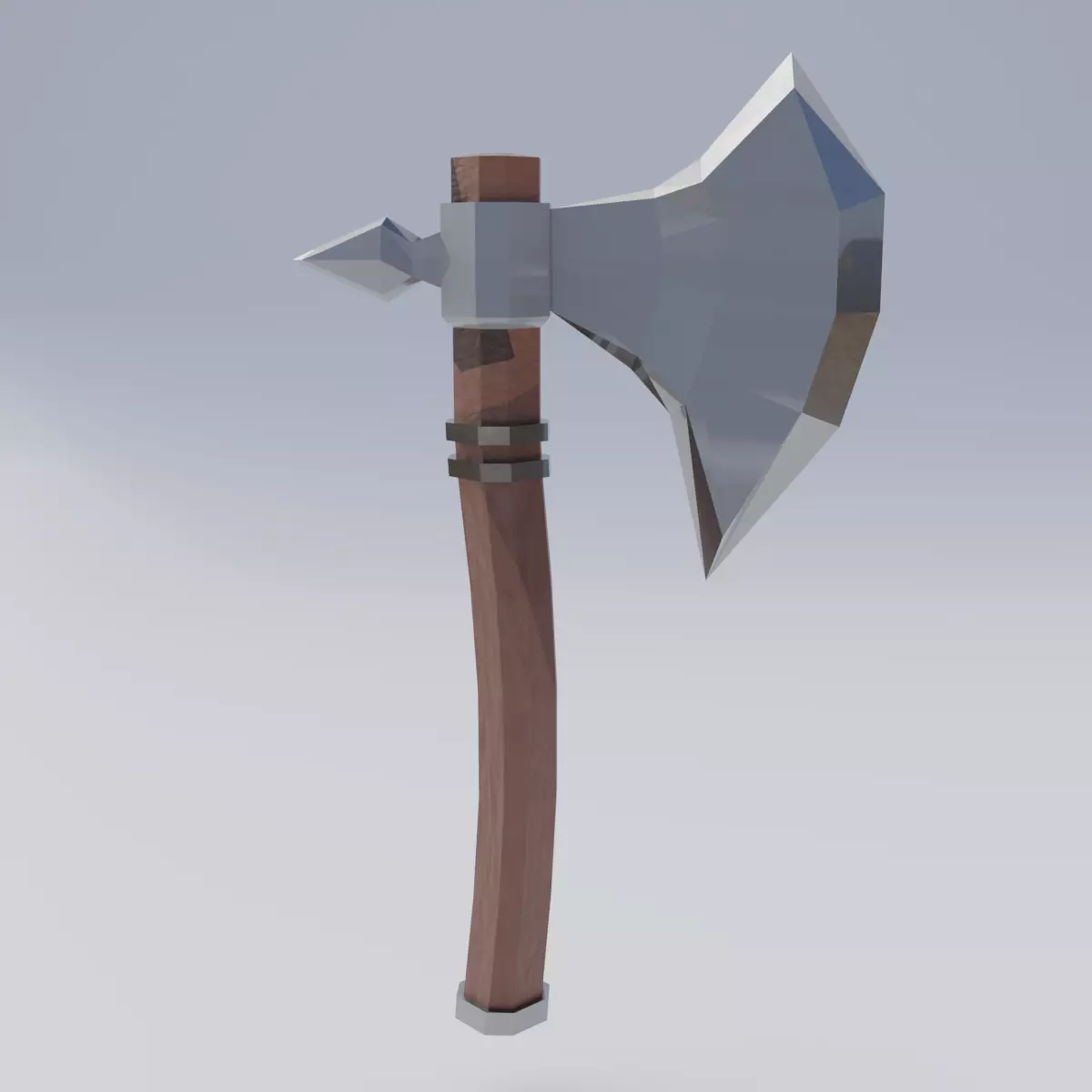 Battle axe Low-poly 3D model_0