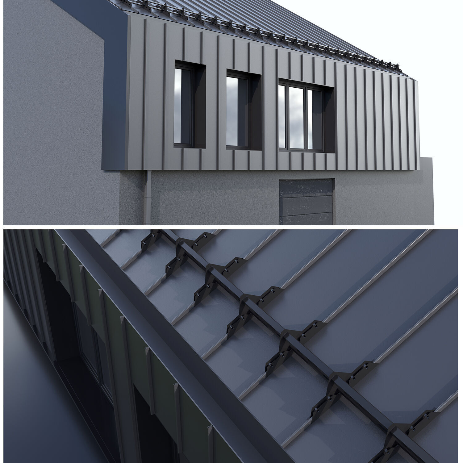 Modern barn style house Low-poly 3D model_4