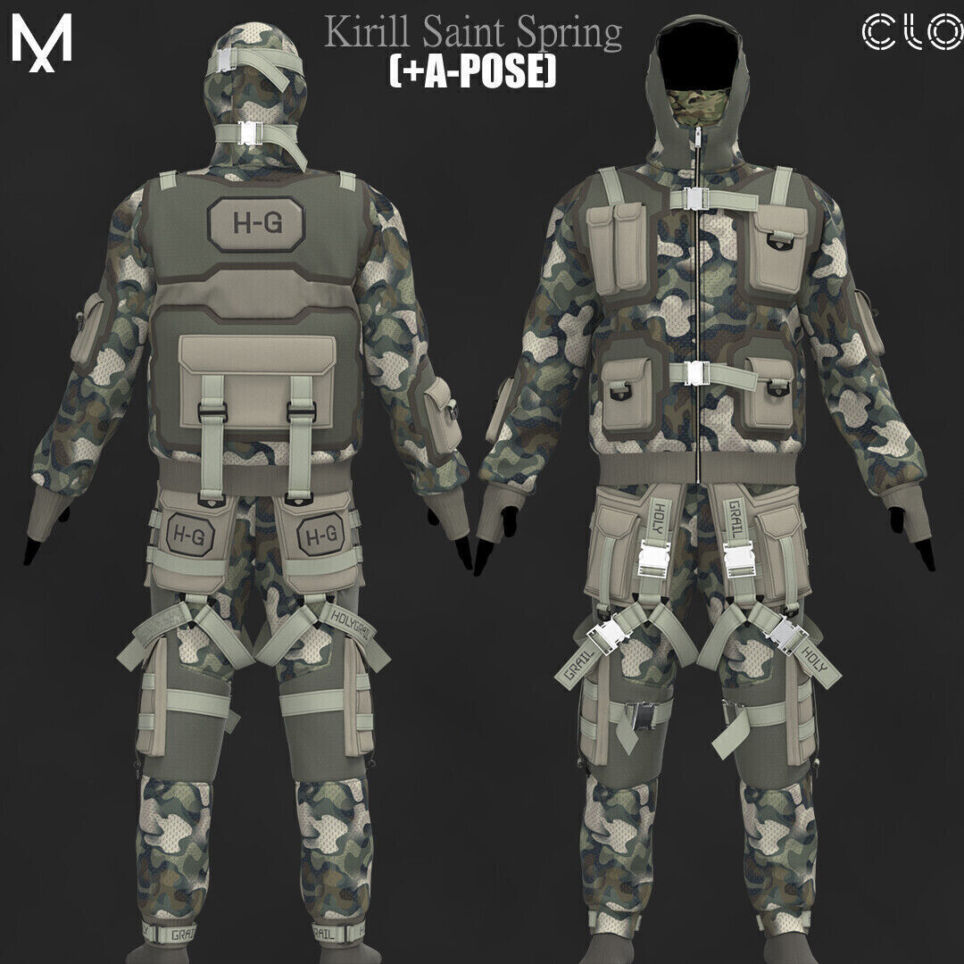 Military Outfit Male Marvelous designer Clo3d OBJ mtl FBX ZPRJ 3D model_2