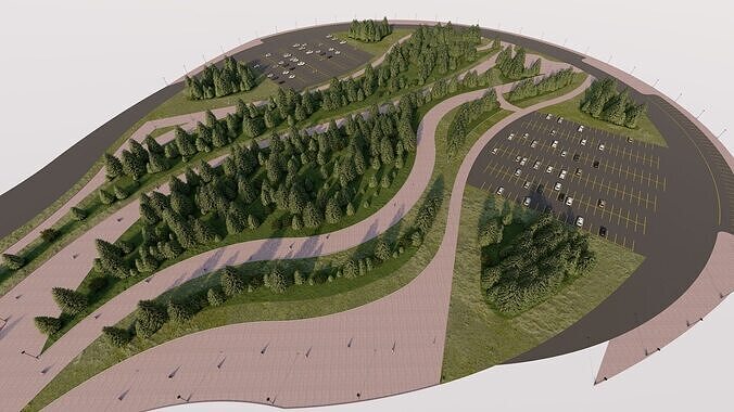 public park-Private Park Landscape Urban 3D model 2