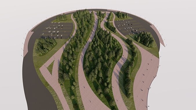 public park-Private Park Landscape Urban 3D model 7