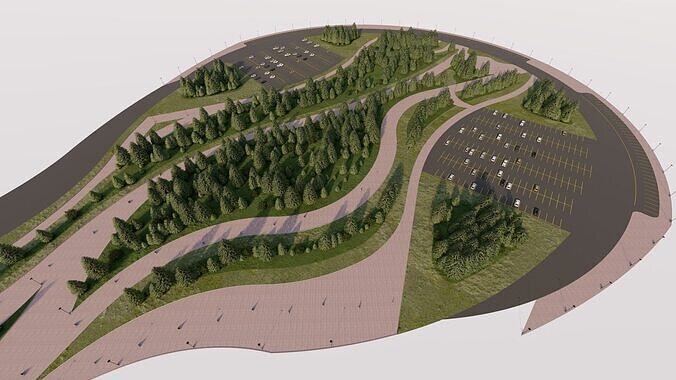 public park-Private Park Landscape Urban 3D model 5