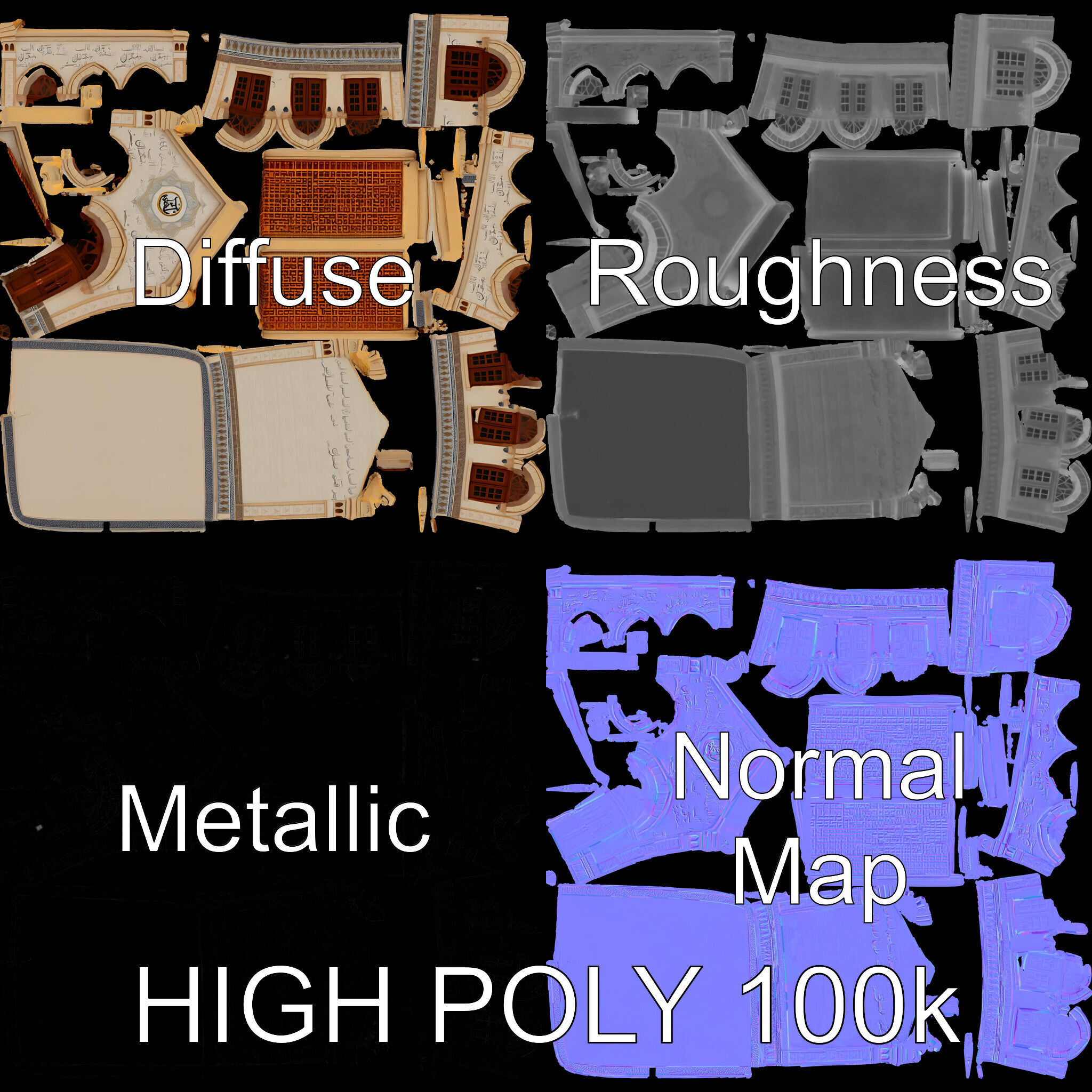 Islamic Architectural Building Model Pack Low-poly 3D model_2