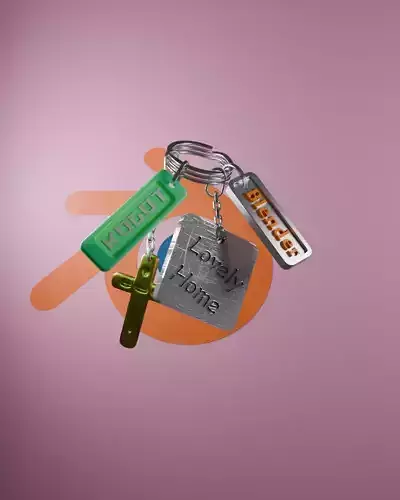 Stylized Metal Keychains - Game Ready Low Poly Model