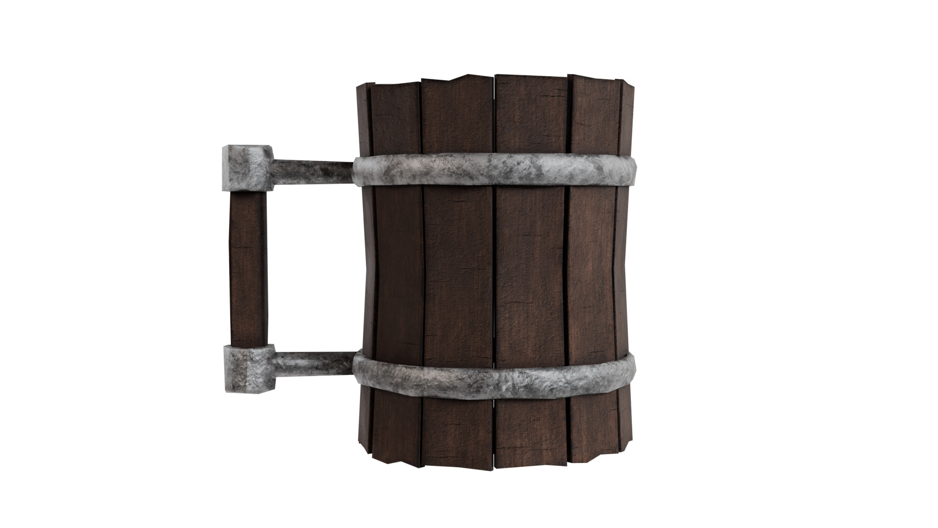 Medieval Wooden Tankard Game Ready Low Poly Prop Low-poly 3D model_2