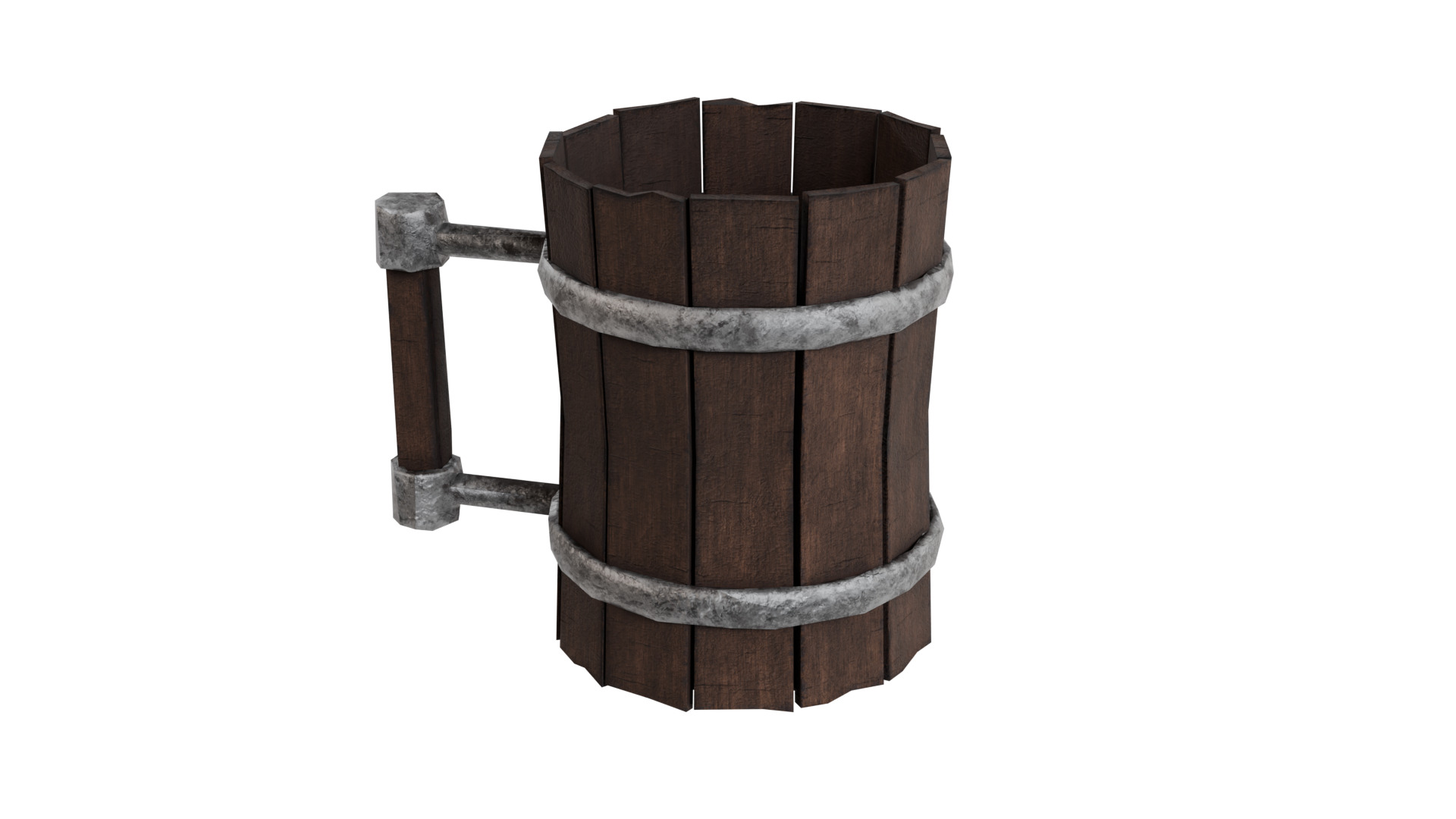 Medieval Wooden Tankard Game Ready Low Poly Prop Low-poly 3D model_6