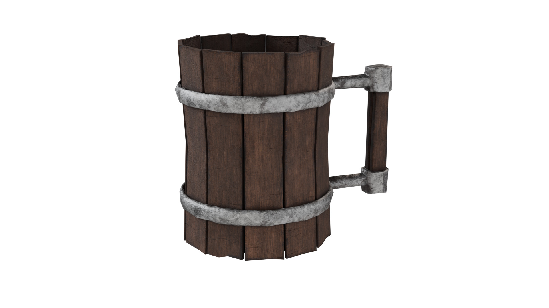 Medieval Wooden Tankard Game Ready Low Poly Prop Low-poly 3D model_1