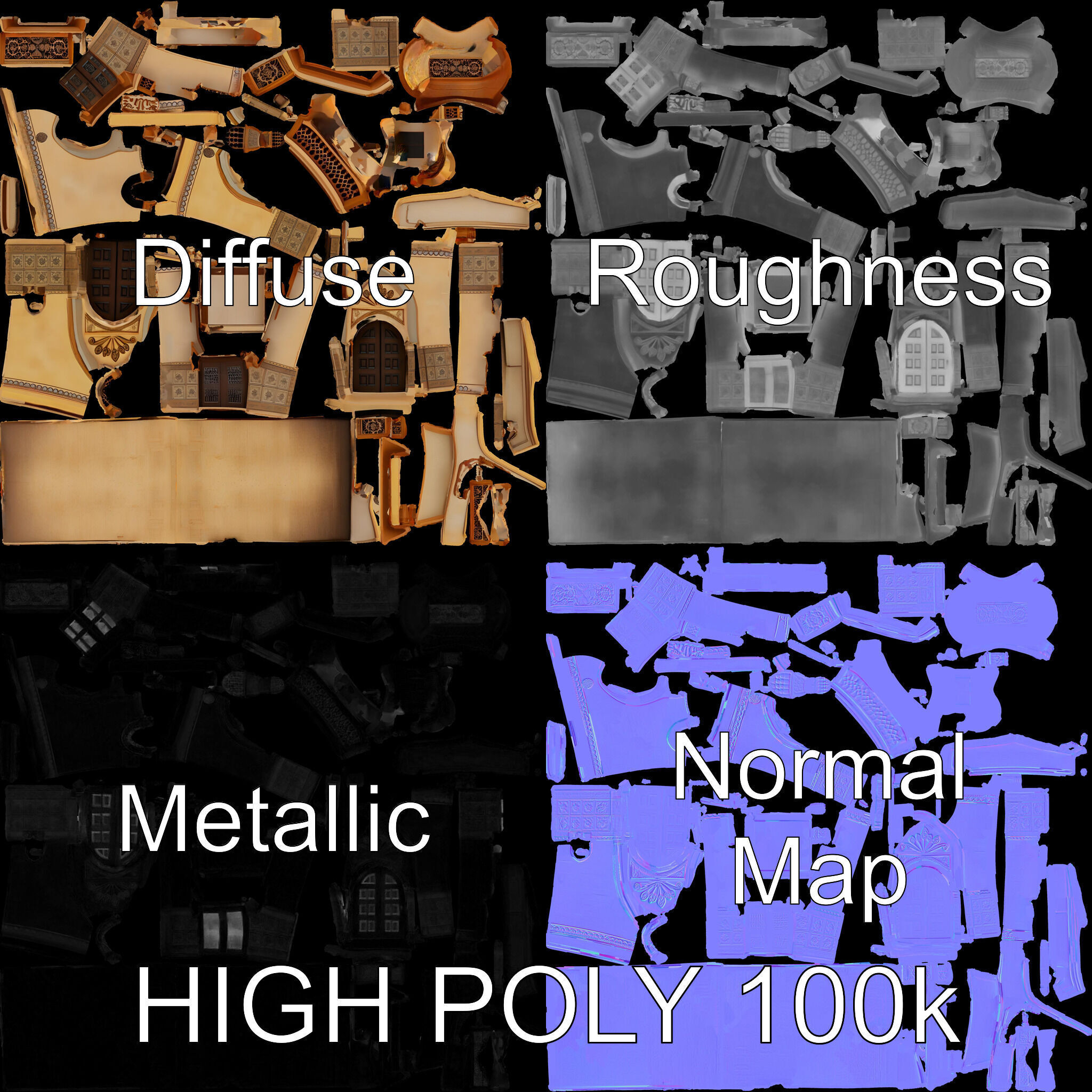 Ornate Arabic Architecture Model Pack Low-poly 3D model_2