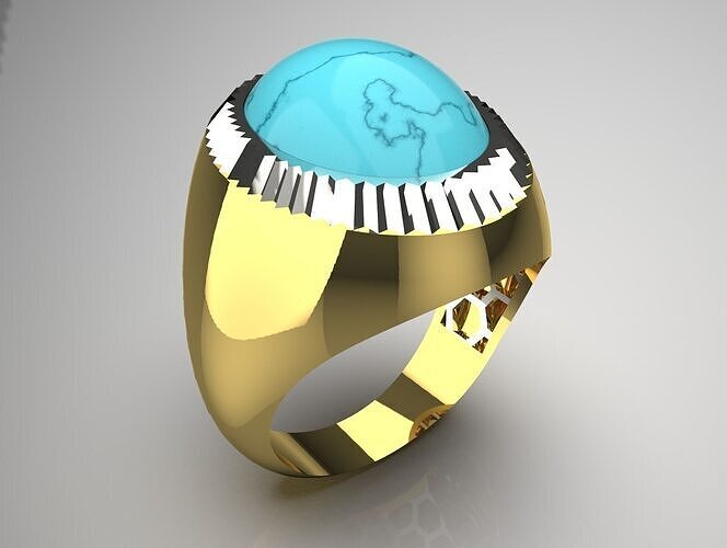gemstone men gold ring mr0164 3D print model