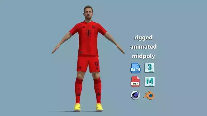 T-Pose Rigged Harry Kane Bayern Munich 24-25 3D model