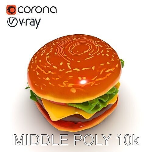Cheeseburger Model Pack with PBR Textures Low-poly 3D model 6