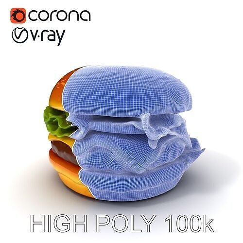 Cheeseburger Model Pack with PBR Textures Low-poly 3D model 3