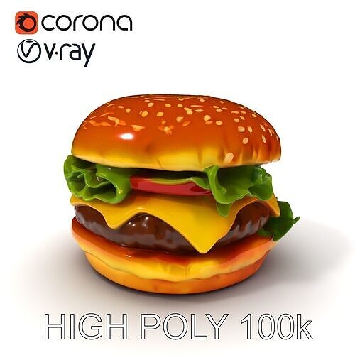Cheeseburger Model Pack with PBR Textures Low-poly 3D model