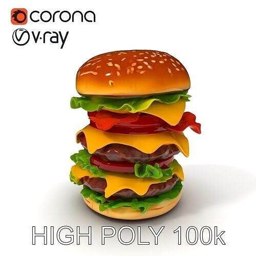 Double Cheeseburger Stack Model Pack Low-poly 3D model