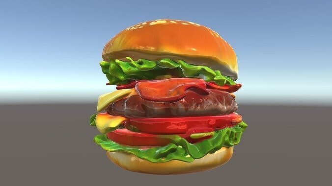 Delicious Cheeseburger with Toppings D Model Pack Low-poly 3D model 5