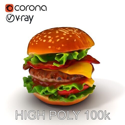 Delicious Cheeseburger with Toppings D Model Pack Low-poly 3D model
