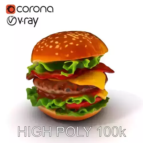 Delicious Cheeseburger with Toppings D Model Pack Low-poly 3D model