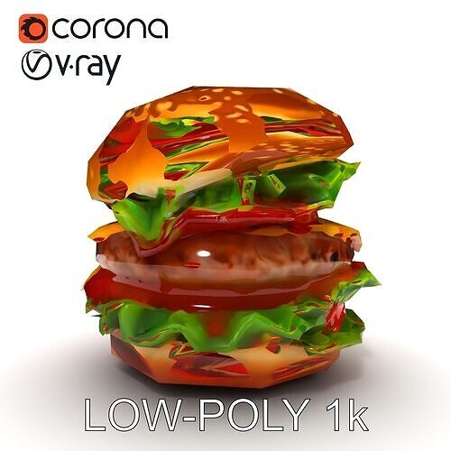 Delicious Cheeseburger with Toppings D Model Pack Low-poly 3D model 7