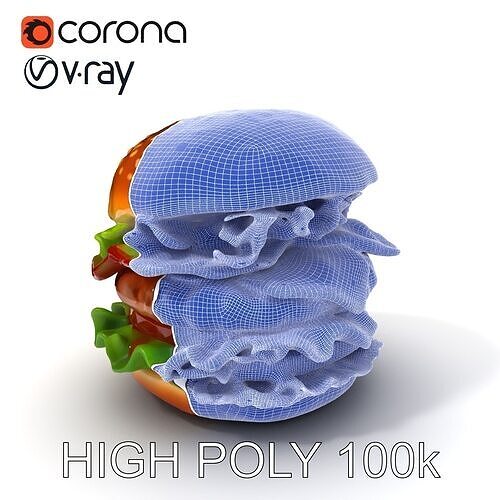 Delicious Cheeseburger with Toppings D Model Pack Low-poly 3D model 3
