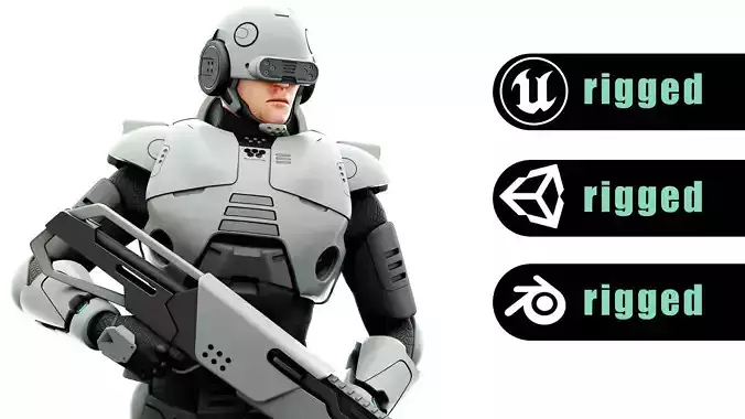 CYBORG SOL-50 Rigged for Unreal Engine - Unity - MIXAMO 3D model
