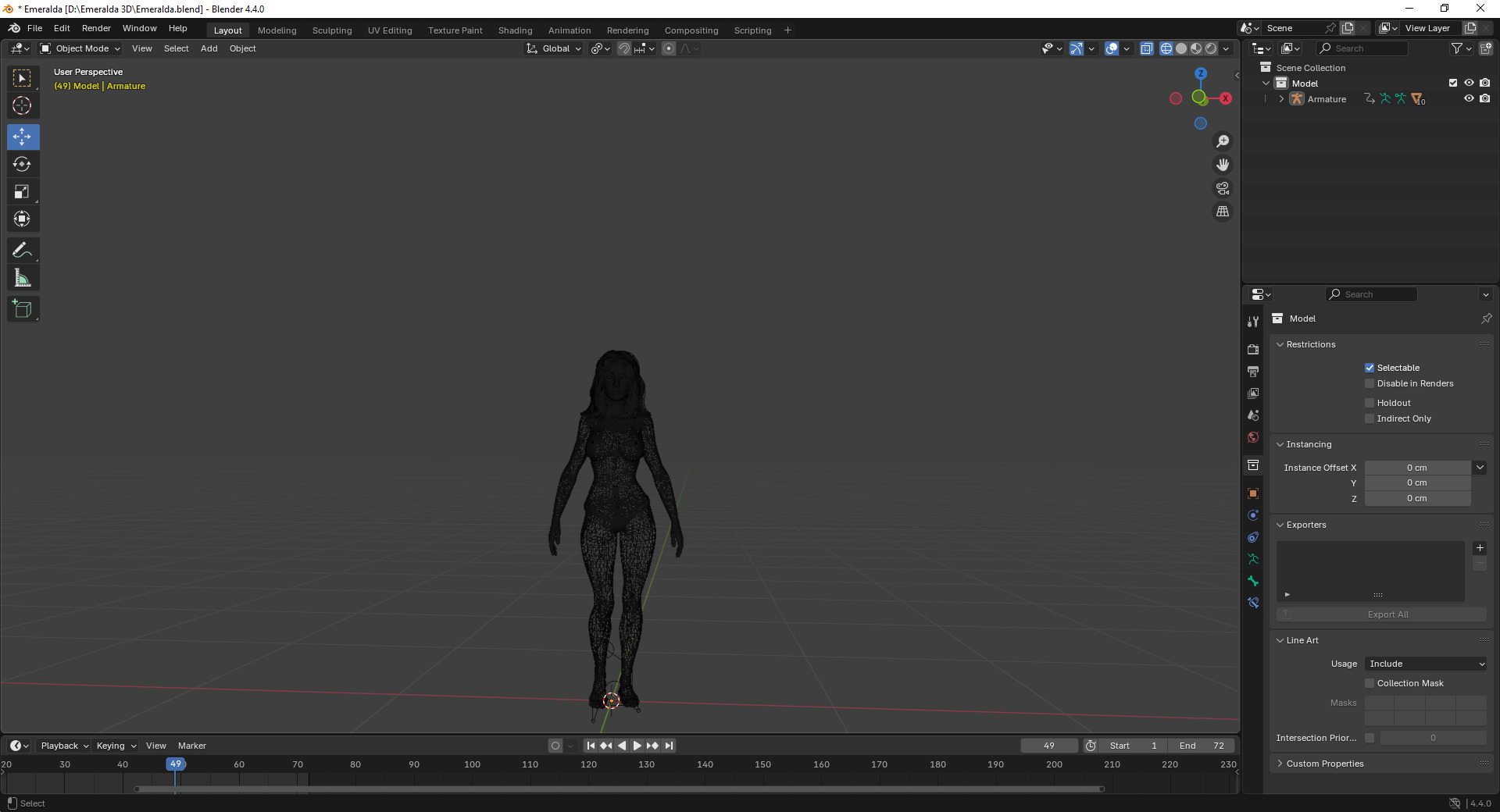 Emeralda Realistic Female Character  Low-poly 3D model_6