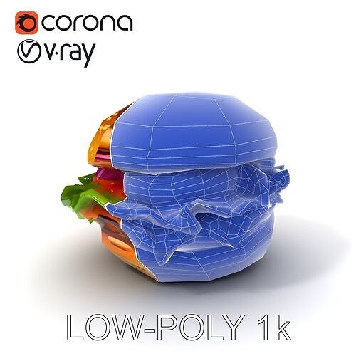Cheeseburger D Model Pack with Onion and Lettuce Low-poly 3D model 7