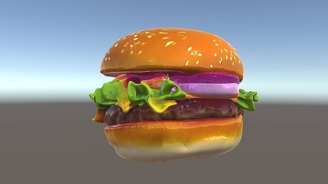 Cheeseburger D Model Pack with Onion and Lettuce Low-poly 3D model 5