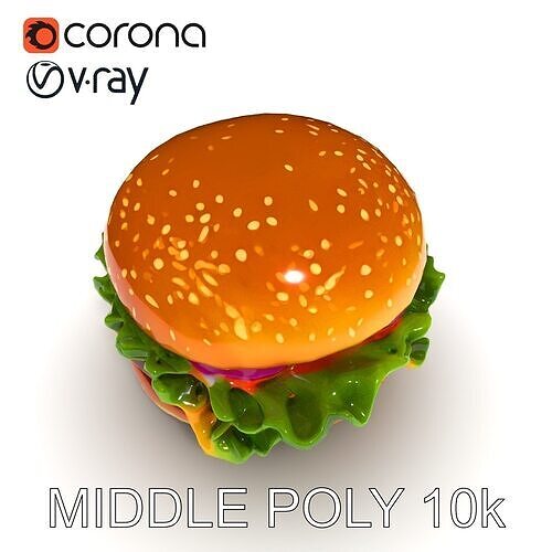 Cheeseburger D Model Pack with Onion and Lettuce Low-poly 3D model 6