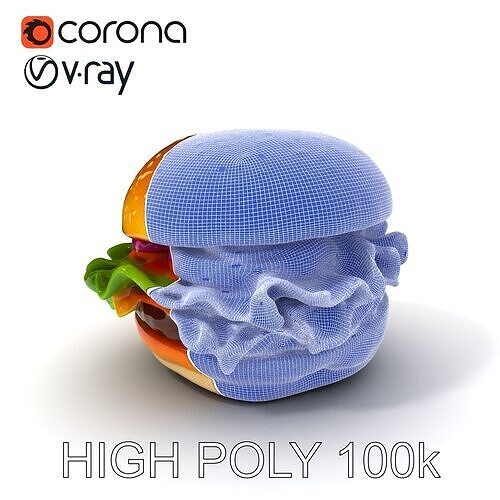 Cheeseburger D Model Pack with Onion and Lettuce Low-poly 3D model 3
