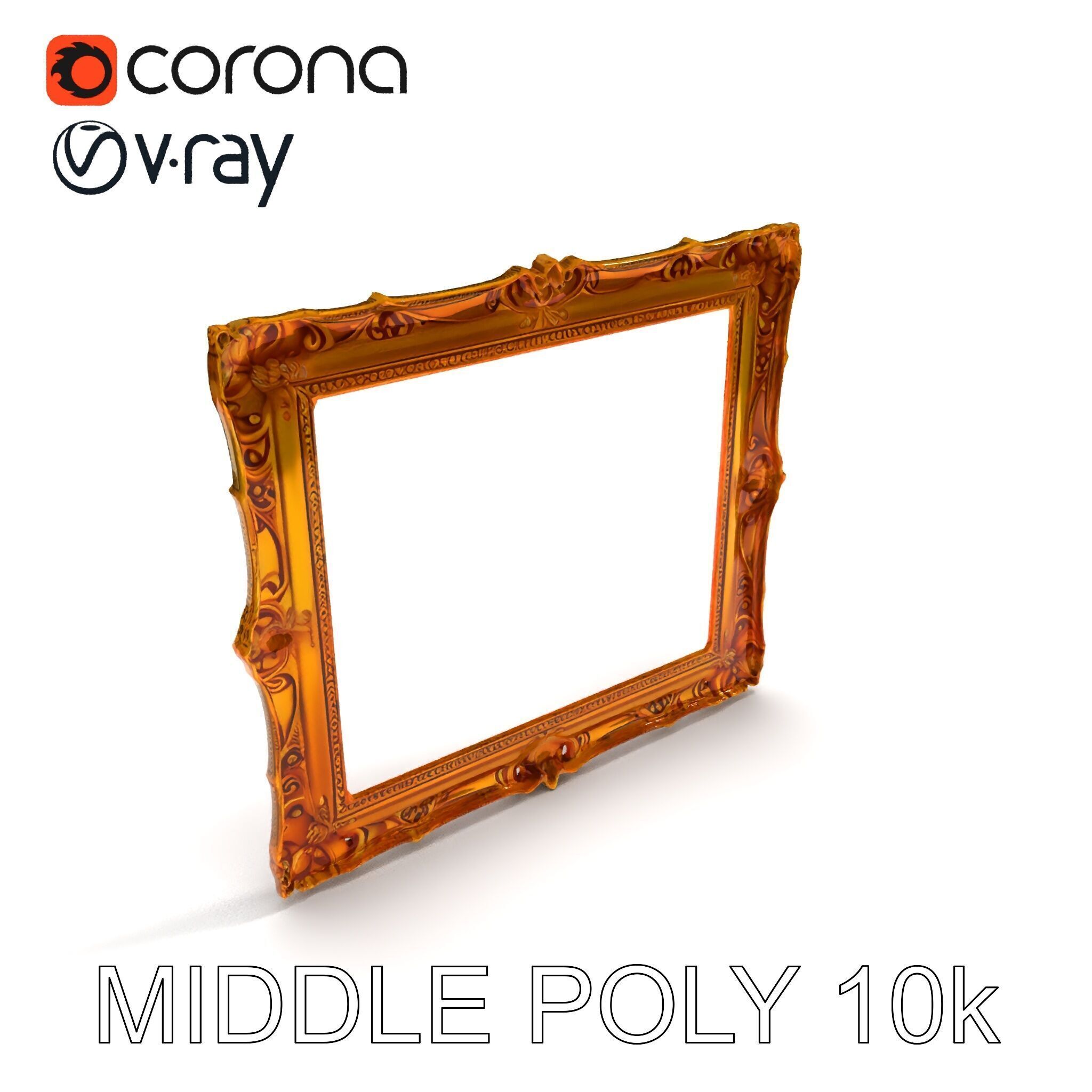 Baroque Gold Ornate Frame D Model Pack Low-poly 3D model_6