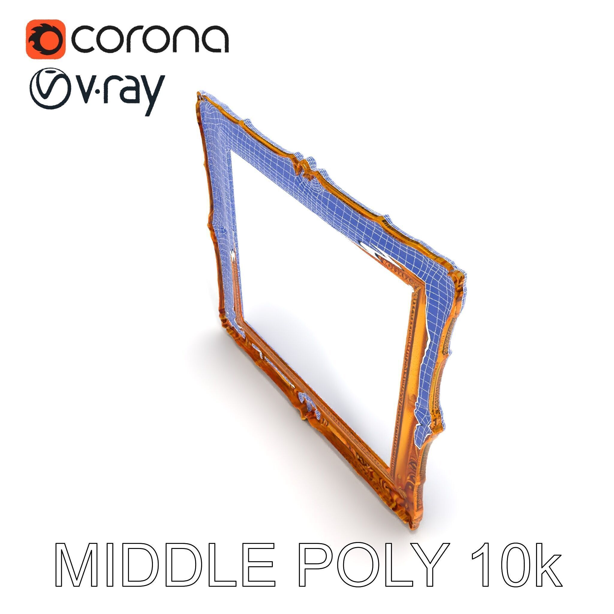 Baroque Gold Ornate Frame D Model Pack Low-poly 3D model_11