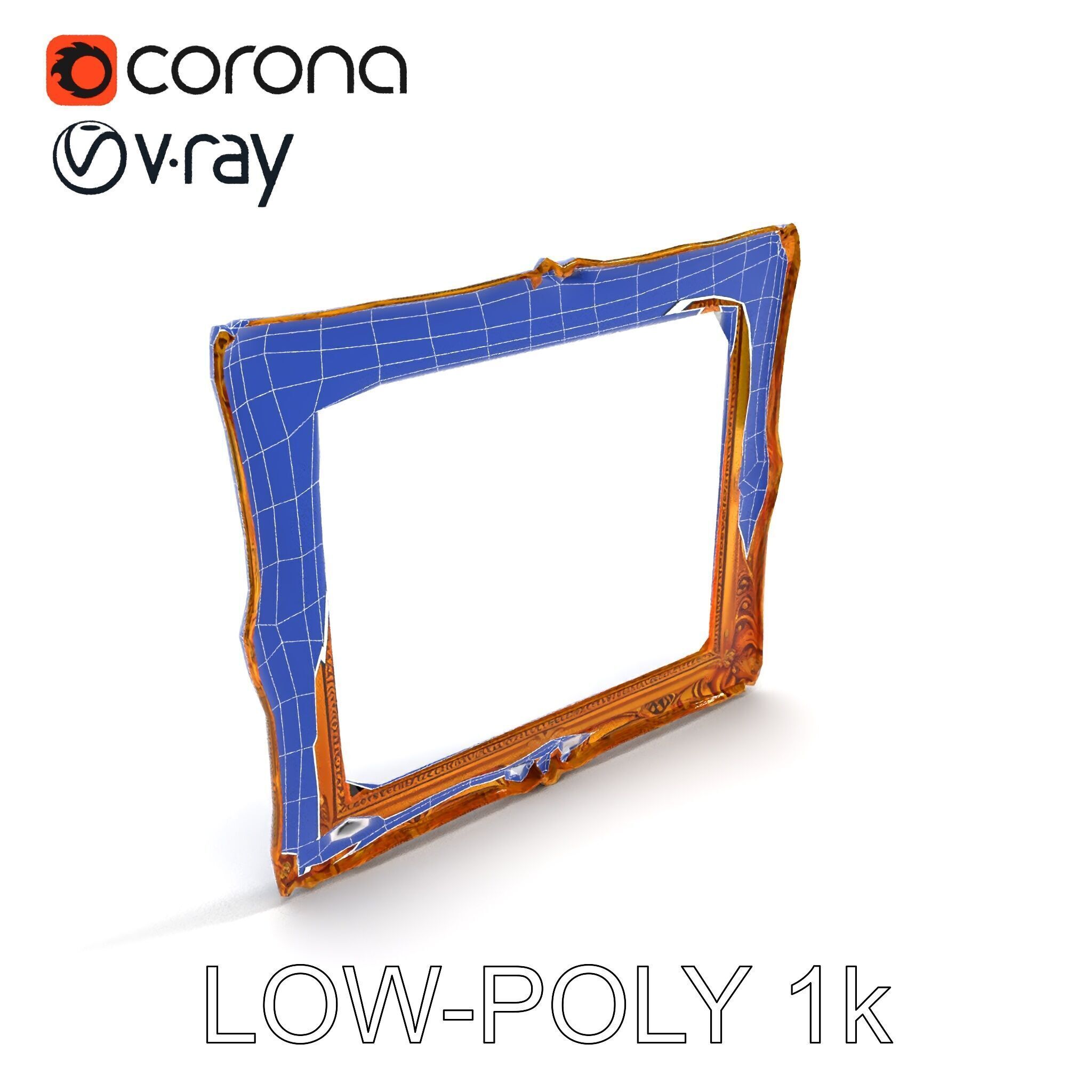 Baroque Gold Ornate Frame D Model Pack Low-poly 3D model_22