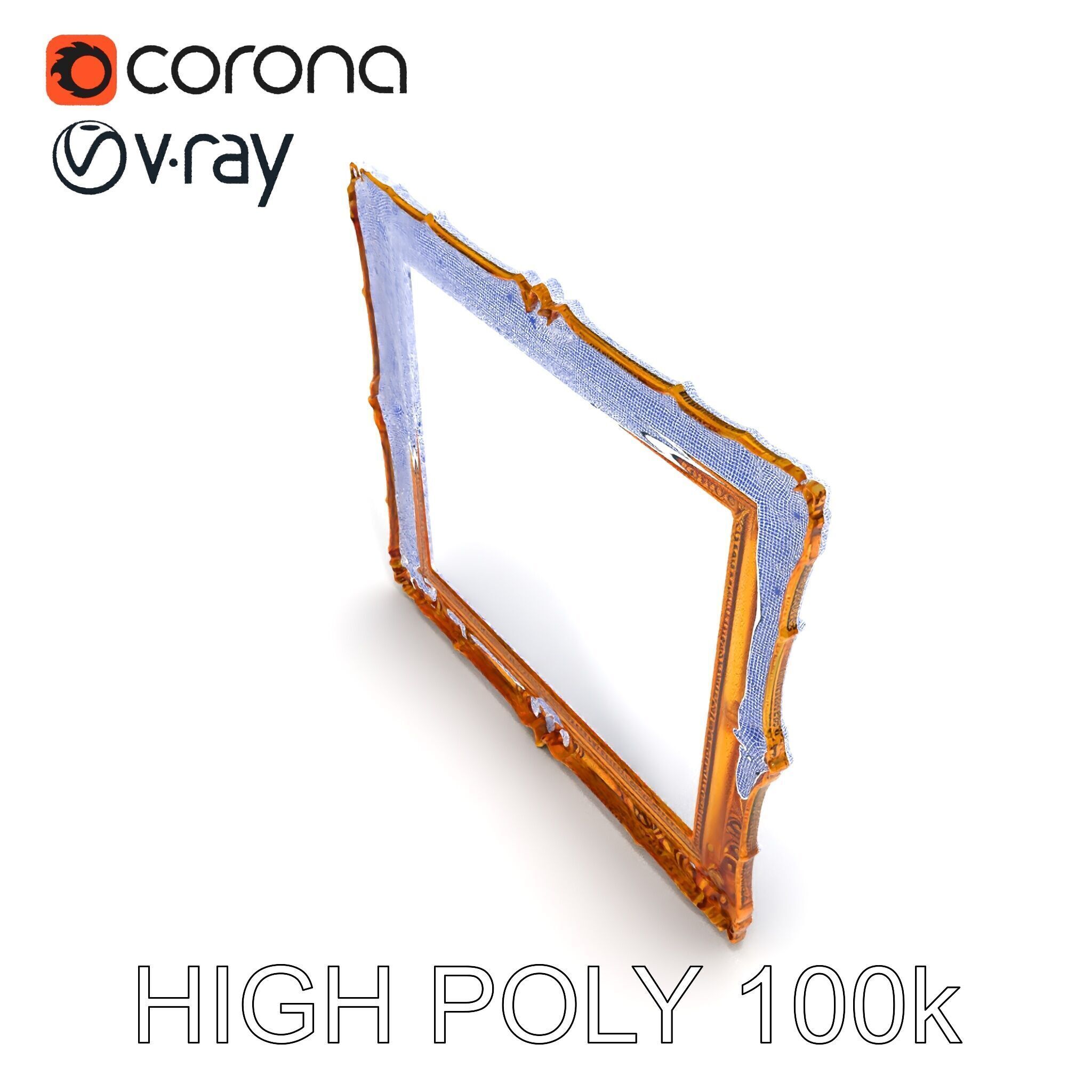 Baroque Gold Ornate Frame D Model Pack Low-poly 3D model_35