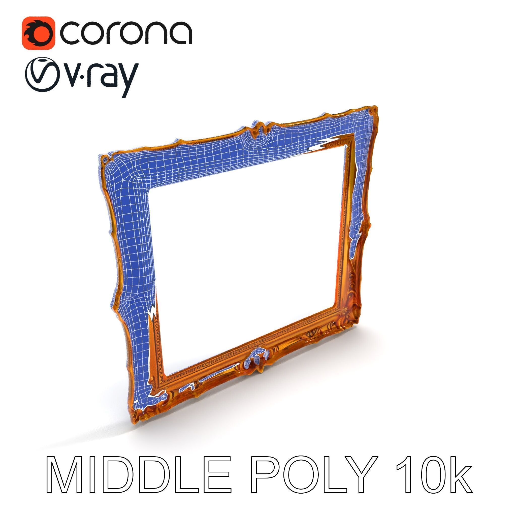 Baroque Gold Ornate Frame D Model Pack Low-poly 3D model_26