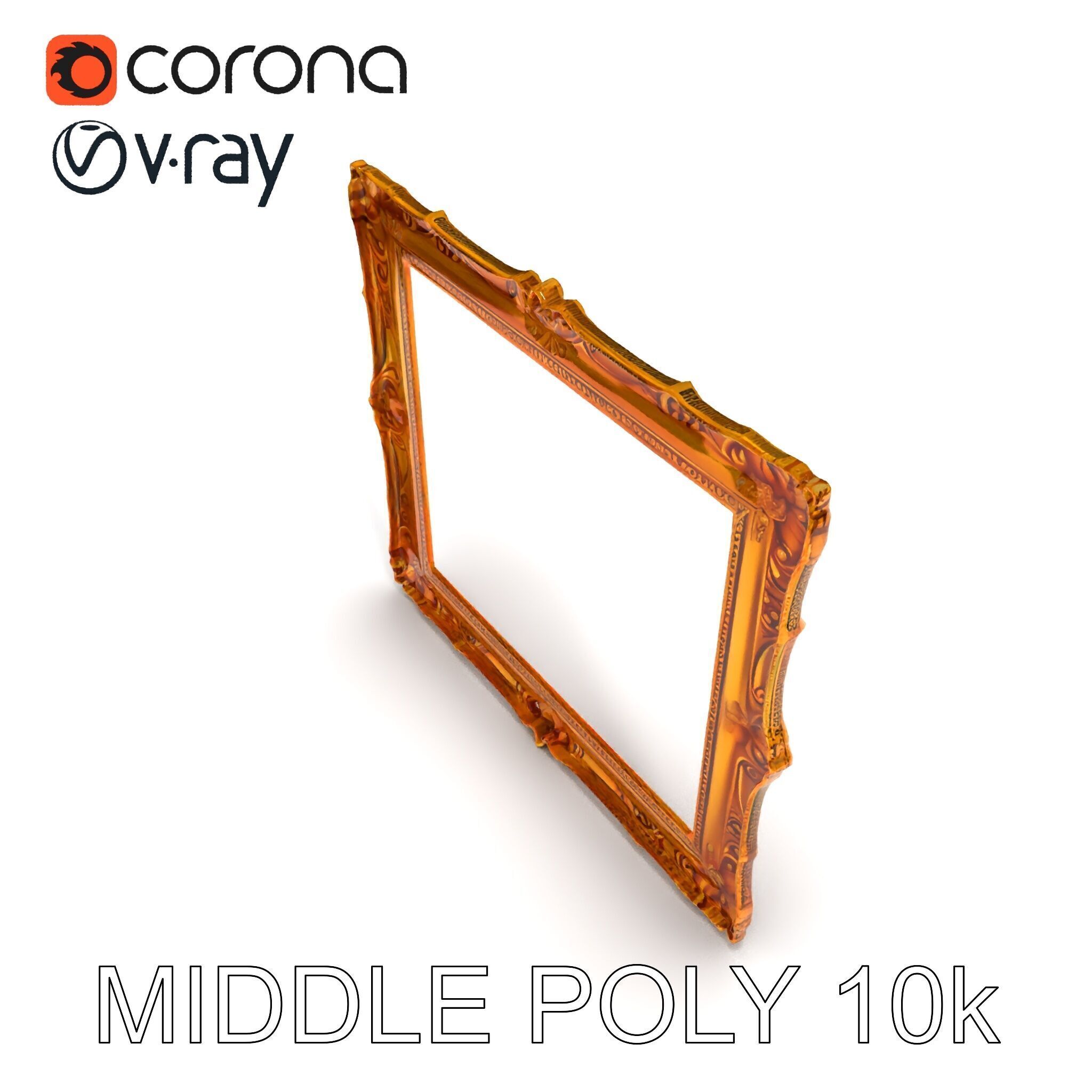 Baroque Gold Ornate Frame D Model Pack Low-poly 3D model_8