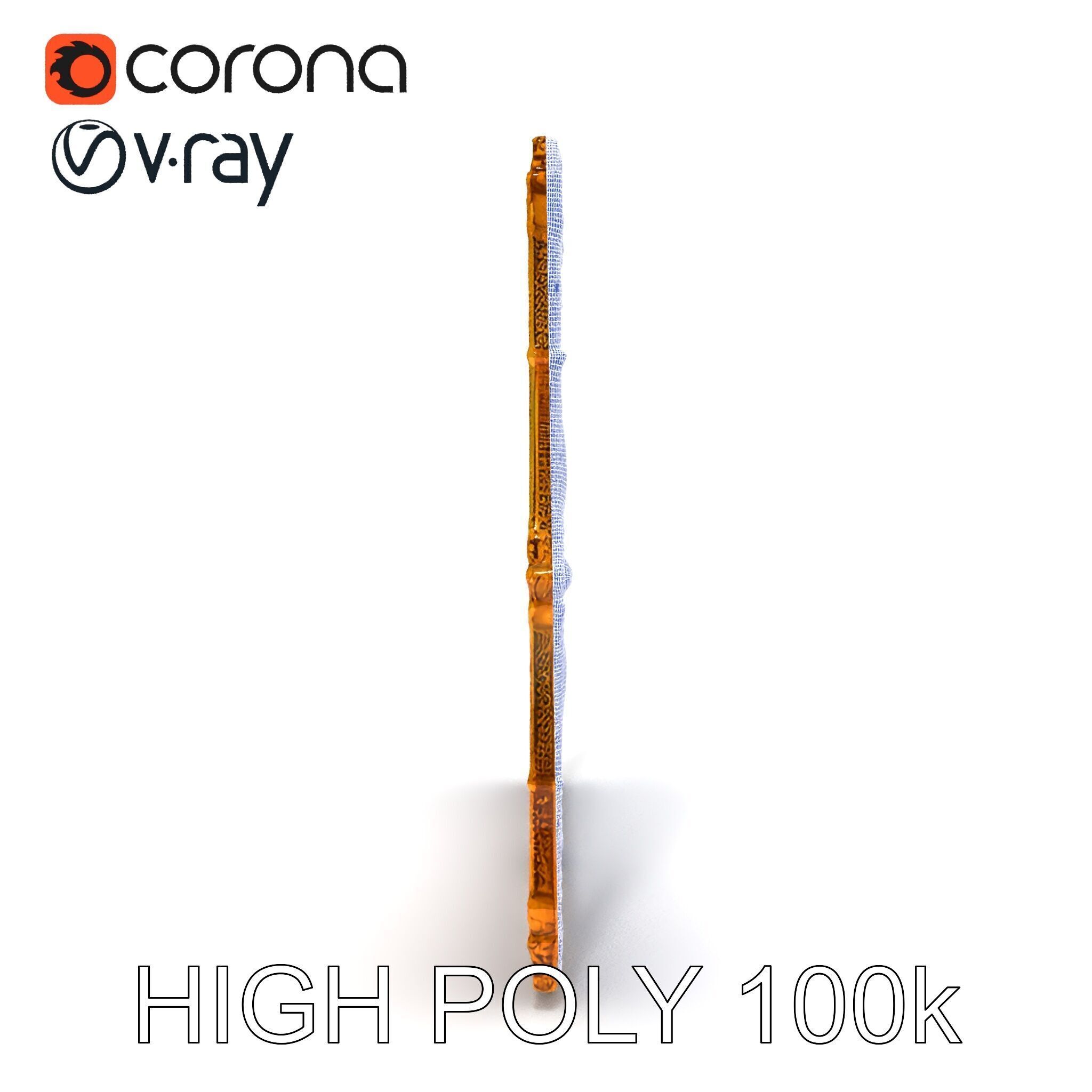 Baroque Gold Ornate Frame D Model Pack Low-poly 3D model_10