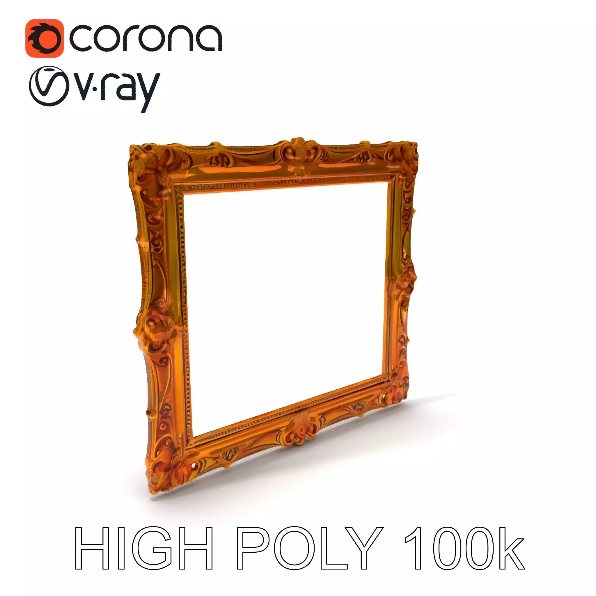 Baroque Gold Ornate Frame D Model Pack Low-poly 3D model_0