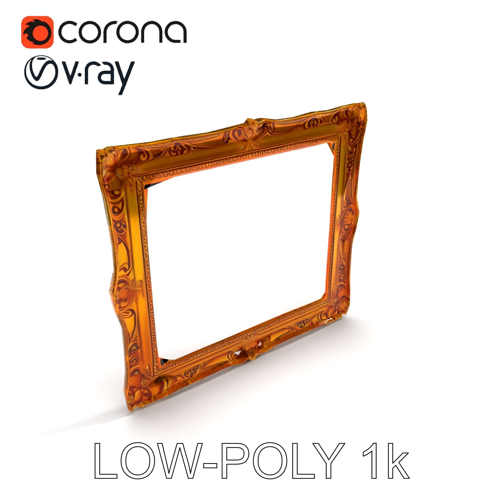 Baroque Gold Ornate Frame D Model Pack Low-poly 3D model_25