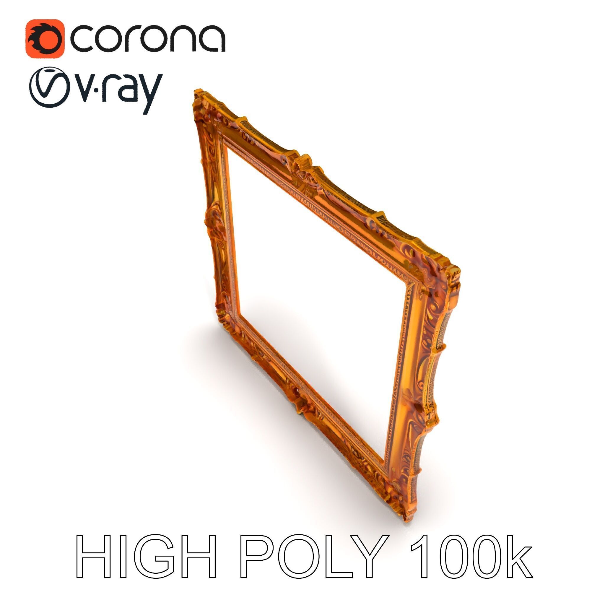 Baroque Gold Ornate Frame D Model Pack Low-poly 3D model_31
